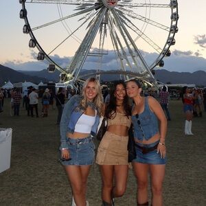 Meshki ROWENA Denim Buckle Bandeau and skirt - Tan Acid Wash Size XS